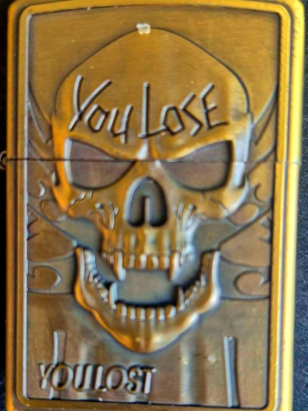 Brass You Lose Skull Highly Detailed Deep Carved Lighter